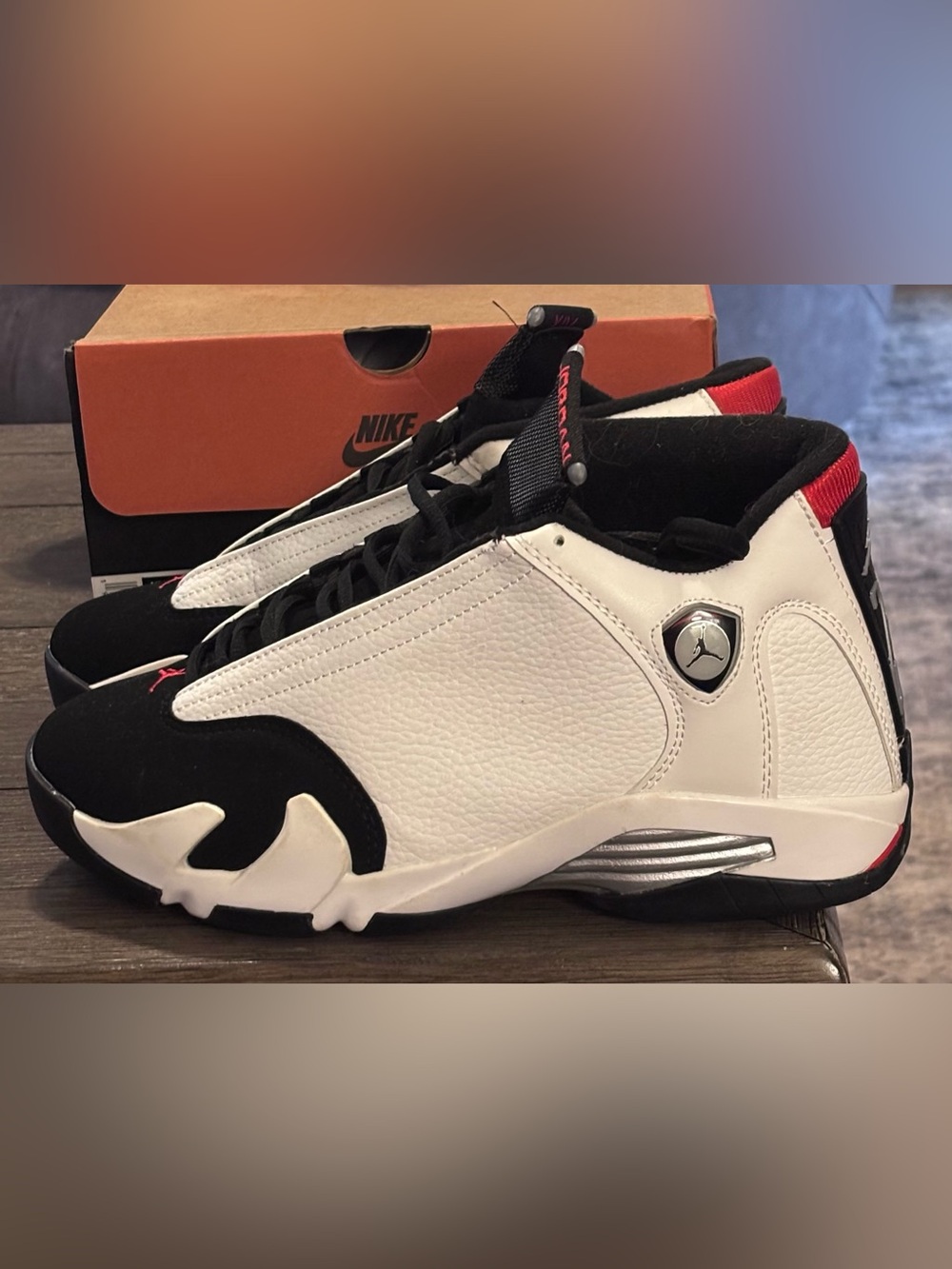Air Jordan 14 Retro Men’s Basketball Shoes - White/Black/Red Size 8